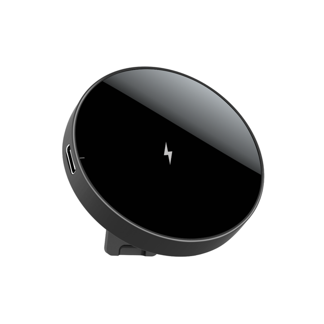 15W Magnetic Wireless Charger for iPhone Fast Charging with Travel Bracket Holder Type-C Port 9V/2A Input OTP & OVP Protection