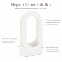 Boîte d'emballage pour fleurs avec poignée en forme d'arche blanche, logo personnalisé, boîte de transport en papier portable, spécialement conçue pour vous, boîte d'emballage pour panier-cadeau