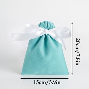 Sacs cadeaux en velours personnalisés avec cordon de serrage 15x20cm, pochettes à bijoux en peluche douce avec ruban en satin, impression de logo, emballage pour bonbons - Product Image 3