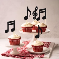 Musiknoten Cupcake Topper Schwarze Glänzende Musiksymbole Cupcake Rock-Konzert-Thema Hochzeitstorten-Dekoration