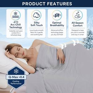 All Season Super Soft Light <strong>Grey</strong> Cooling Blanket Cooling Lightweight Summer <strong>Comforter</strong> <strong>Queen</strong> Size - Product Image 3