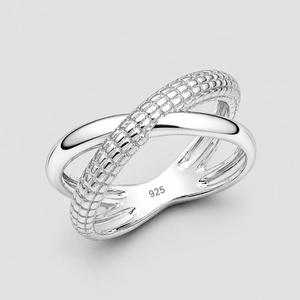 925 Sterling <b>Silver</b> <b>Ring</b> - Crisscross Crossover Band with Woven Texture - Product Image 2