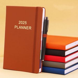 <b>Journal</b> 2025 School Wholesale Calender PU Leather Agenda Paper 2025 <b>Planner</b> PU Notebook With Pen - Product Image 1