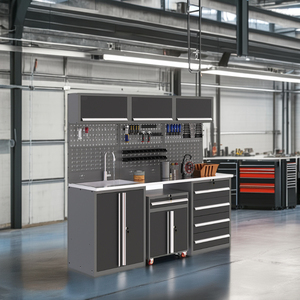 Jzd OBM Mới Kết Hợp Màu Đen Lớn Thép Hội Thảo Có Thể Tháo Rời Bàn Công Cụ Tủ Thép Không Gỉ Gỗ Nhôm Công Cụ Lưu Trữ - Product Image 3