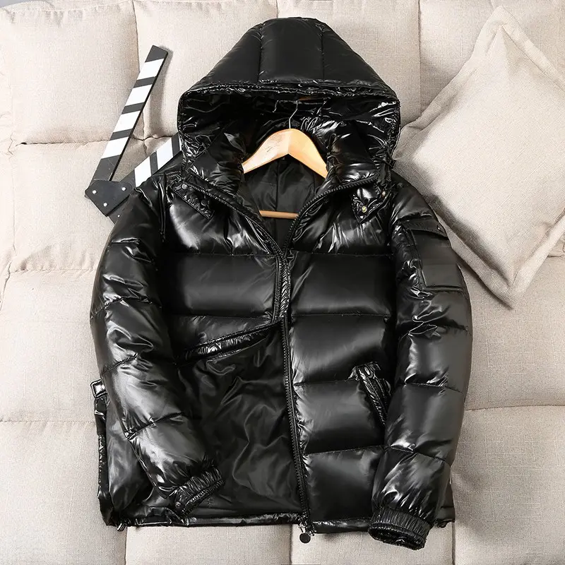 Winter Clothes Custom Logo Plus size Women Mens Spring Jacket puffer jacket hooded down shinny jackets coats man
