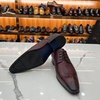 Chaussures habillées décontractées en cuir véritable pour hommes, style Derby à bout pointu et embossé, tendance, pour tenue formelle, chaussures britanniques pour hommes