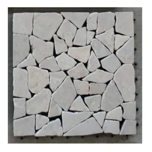 米色石灰华不规则图案户外天井防滑联锁甲板摊铺机地砖价格石材设计