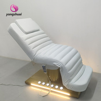 Table de massage électrique moderne pour salon de beauté et spa, avec réglage de la hauteur, 3 moteurs, appui-tête intégré, design portable avec cadre en métal