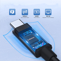 Kabel Data USB 4.0 Thunderbolt 4 TUTI Best Sellers High-Speed, Tembaga Murni 2m, Jalinan Nilon, untuk Laptop/Mac/Komputer