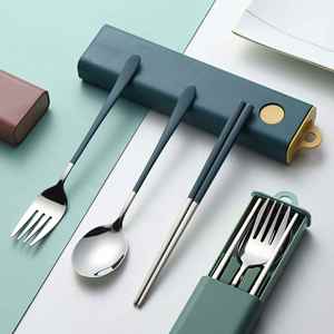 Nordic Style Stainless Steel Set Chopsticks Spoon Fork Silverware Flatware Portable Camping Cutlery - Product Image 1