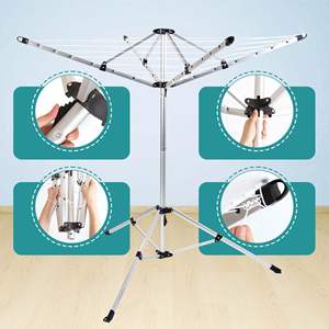 Étendoir à <span class=keywords><strong>parapluie</strong></span> d'<span class=keywords><strong>extérieur</strong></span> Étendoir à vêtements à hauteur réglable et à 4 bras Étendoir à vêtements pliable pour l'arrière-cour - Product Image 3