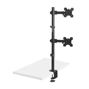 17-32 Inch LCD Screen 360 Rotation +- 45 Tilt Height Adjustable 9KGS Per Arm Clamp Monitor Arm Desk Mount Dual Monitor Stand