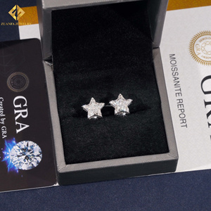 New Arrivals Fashion Style Pass Diamond Tester Screw <b>Back</b> Iced Out Man VVS1 Moissanite Diamond Hip Hop 5Stars Shape Stud <b>Earring</b> - Product Image 5