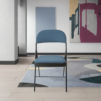 Tabouret pliant léger en PVC noir vintage avec pieds en métal