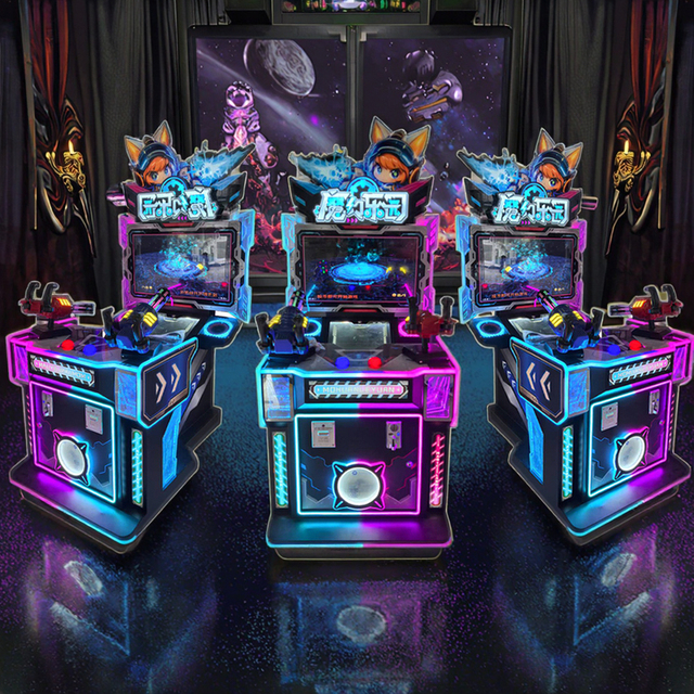 Shooting Game Arcade Machine Coin-Operated Metal and Plastic Console with Squad Game Screen Gun Shooting Console Rides