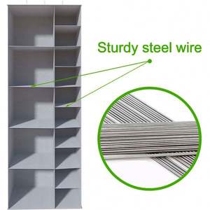 Multi-Purpose 10 Shelf Grey Fabric <b>Hanging</b> Closet Organizer with Drawers for Living Room Warehouse and Supermarket Use - Product Image 6