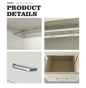 Armoire en acier imprimée à 3 portes personnalisée avec miroir et verre, revêtement écologique, anti-humidité, OEM/ODM Lemari Besi - Product Image 5