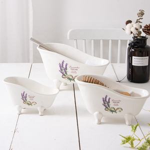 Campionario Vintage in miniatura vasca da bagno in ceramica <span class=keywords><strong>solido</strong></span> <span class=keywords><strong>portasapone</strong></span> in gres stile nordico in gres - Product Image 5