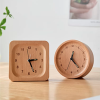 Jam Alarm Kayu Solid Sederhana untuk Meja, Jam Dinding Senyap, Hiasan Meja Kantor/Rumah, Jam Alarm Kecil, Jam Alarm Kayu untuk Dekorasi