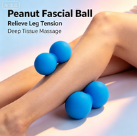 Balle de massage double en silicone bleu cobalt en forme d'arachide pour points de pression, rouleau de mobilité, thérapie des tissus profonds, myofasciale