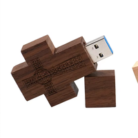Nouvelle clé USB en forme de croix en bois 2.0 4 Go-32 Go Matériel écologique Option de logo client Garantie 1 an