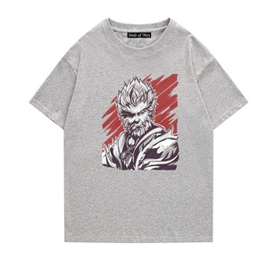 Wukong Men's <b>Y2K</b> Oversized Hip Hop Streetwear T-<b>Shirts</b> Black Myth Print Custom Graphic Tees Breathable Knitted O-Neck Wholesale - Product Image 5