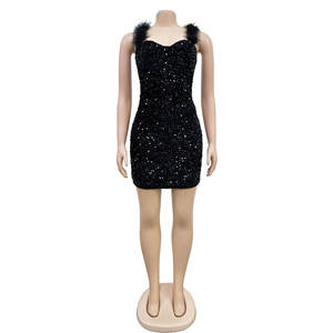 Hoge Kwaliteit Mode Winter Herfst Prom Mouwloze Lovertjes Bodycon Avondjurken - Product Image 3