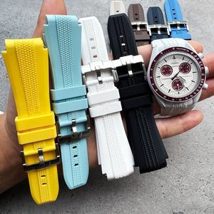 Bracelet de <span class=keywords><strong>montre</strong></span> étanche respirant en silicone liquide de luxe de 20mm pour X Ome-ga Moonswatch Speed-master Planet <span class=keywords><strong>boucle</strong></span> à ardillon incurvée - Product Image 2