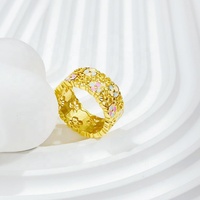 Nouvelle arrivée graver fine vintage 18k bague de créateur en or en gros 925 bijoux en argent dames jointure émail fleur gros anneaux