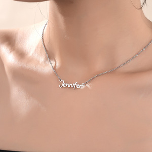 Haomi Europe Stati Uniti Custom moda collane pendente in acciaio inox taglio in tinta unita lettere oro argento nome inglese - Product Image 5