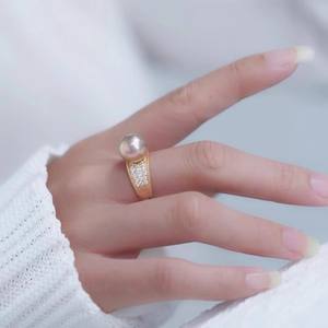 10527DIY Pearl Accessories S925 <b>Silver</b> Ring Empty Stand Fashion Ring <b>Silver</b> Jewelry Stand with 8-10mm Round <b>Beads</b> - Product Image 3