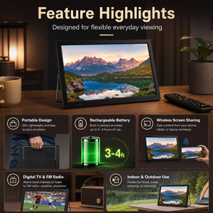 15.4 Inch GTV Google <strong>TV</strong> <strong>Portable</strong> Digital Smart Wifi <strong>TV</strong> with FM Radio DVB-T2/ ATSC/ ISDB - Product Image 6