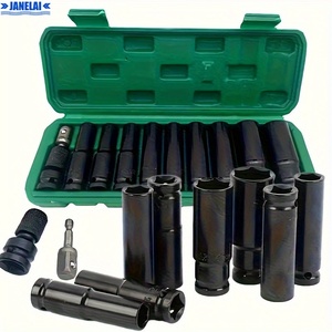 Jeu de douilles pour clé à chocs 11 pièces |   Adaptateur 1/2 avec adaptateur - Acier au carbone, outil hexagonal interne de 10-24 mm pour la réparation automobile - Product Image 1