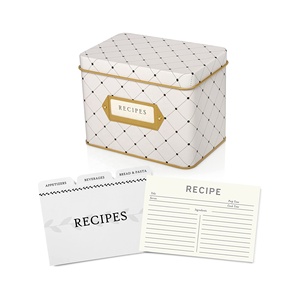 Custom Print Design Recipe Flash Cards with Flip Top Metal Tin Box