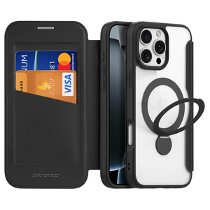 เคสโทรศัพท์แบบแม่เหล็กพร้อมช่องใส่บัตร เหมาะสำหรับ iPhone 16 Pro Max พร้อมขาตั้ง เคสหนังแบบพับได้สำหรับธุรกิจ - Product Image 6