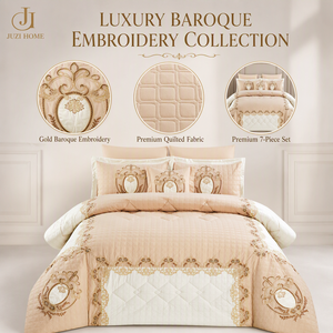 Elegante Juego de Edredón de Lujo con Apliques Barrocos 100% Poliéster, Colcha con Medallón Dorado, 200 Hilos, OEM ODM - Product Image 1