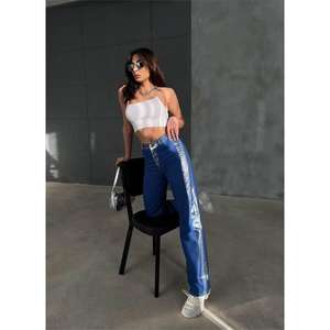 Pantalones de Satén de Pierna Ancha GABARDN, Cintura Alta, Azules, Transpirables, para Mujer - Product Image 3