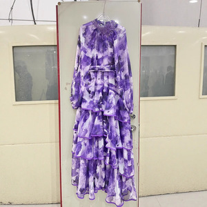 Vestido Maxi Elegante de Manga Larga con Cuello Redondo y Volantes Ecológicos para Mujer, Estilo A-Line, Ideal para la Playa o Resort - Product Image 2