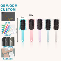 Brosse coiffante rebondissante en paille de blé écologique, antistatique, à dents larges pour définir les boucles, avec poils en nylon et peigne de massage du cuir chevelu