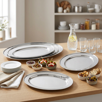 Plateau de service multifonctionnel élégant et durable en acier inoxydable Mayur Exports, réutilisable, passe au lave-vaisselle, finition polie, pour restaurant