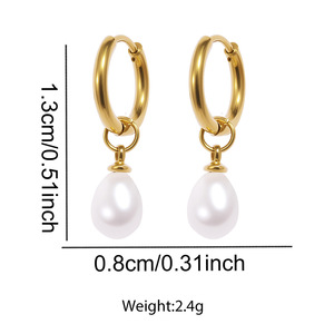 Boucles d'oreilles pendantes élégantes et luxueuses en perles, simples et tendance pour femmes, bijoux en gros pour usage quotidien – Vente chaude - Product Image 1
