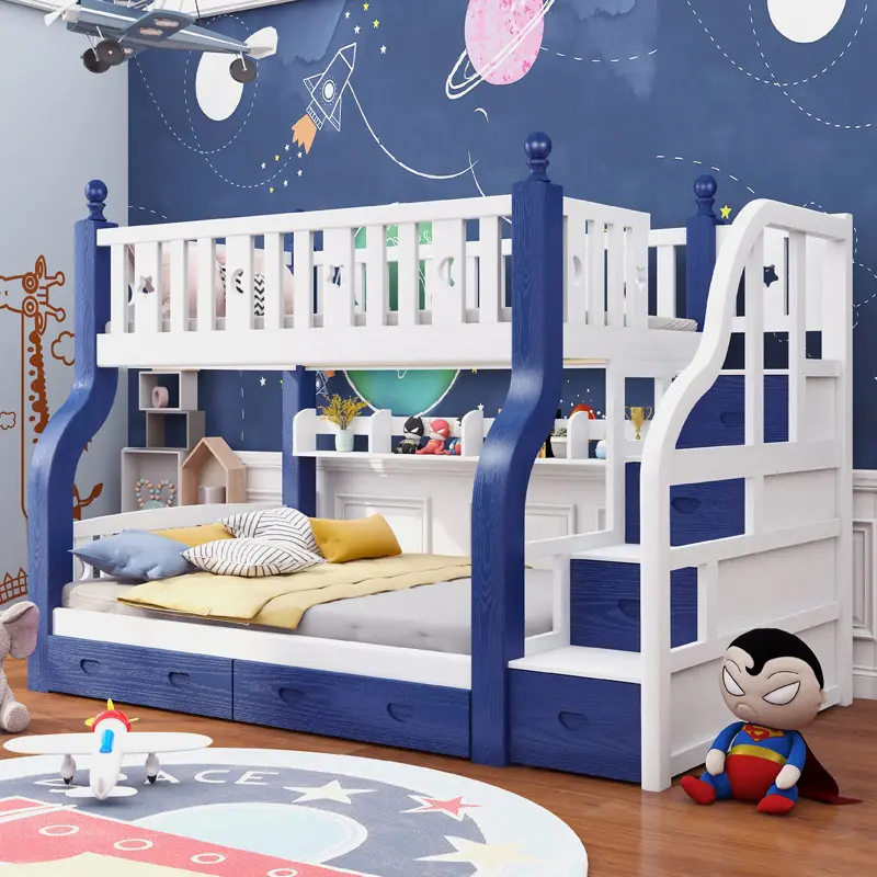 Ensemble de meubles modernes pour enfants lit superposé pour enfants avec lit pour enfants en bois massif épais