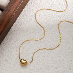 Kalung liontin hati baja tahan karat berlapis emas 18k choker liontin hati cinta untuk wanita gadis perhiasan janji pernikahan - Product Image 4