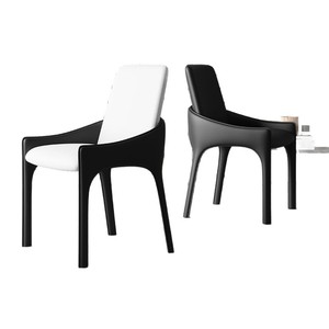 Italian Minimalist <b>Dining</b> <b>Chair</b> Black Backrest Saddle Leather Design Living Room Adult Use - Product Image 5