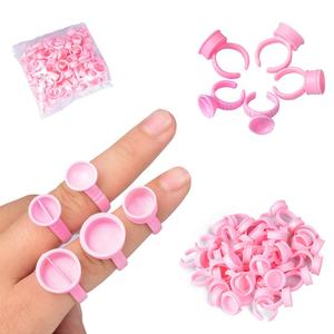 Gran oferta de plástico Rosa Grande Mediano pequeño ceja labio delineador de ojos 100 piezas <span class=keywords><strong>Microblading</strong></span> taza de tinta maquillaje permanente tatuaje anillo taza - Product Image 1