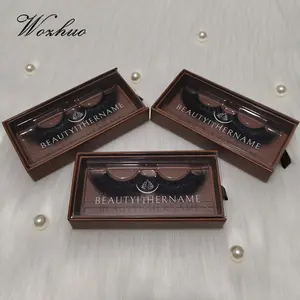 Brown Color Lash Box For 25mm Mink Lash Own Brand Eyelash Wholesale Real Mink Luxurious Lashes