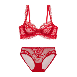 Sous-vêtements pour femmes en gros, lingerie transparente sexy en dentelle, <span class=keywords><strong>soutien</strong></span>-<span class=keywords><strong>gorge</strong></span> à armatures, <span class=keywords><strong>soutien</strong></span>-<span class=keywords><strong>gorge</strong></span> à bonnets souples et ensembles de culottes - Product Image 6