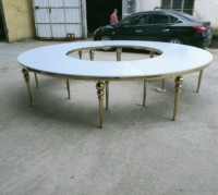 Table de banquet en acier inoxydable doré en forme de S pour mariage, événement, restauration