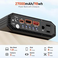 Batterie externe haute capacité P10 pour ordinateur portable, prise secteur 65W, 98Wh/27000mAh, chargeur portable, charge rapide PD USB-C, QC3.0, iPhone, MacBook