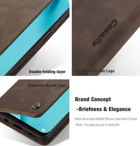 CaseMe Retro Dell'unità di elaborazione di Caso di Cuoio Del Raccoglitore Con Slot Per Schede Cassa Del Telefono Delle Cellule Della Copertura di Vibrazione Per Huawei Nova 7i - Product Image 5